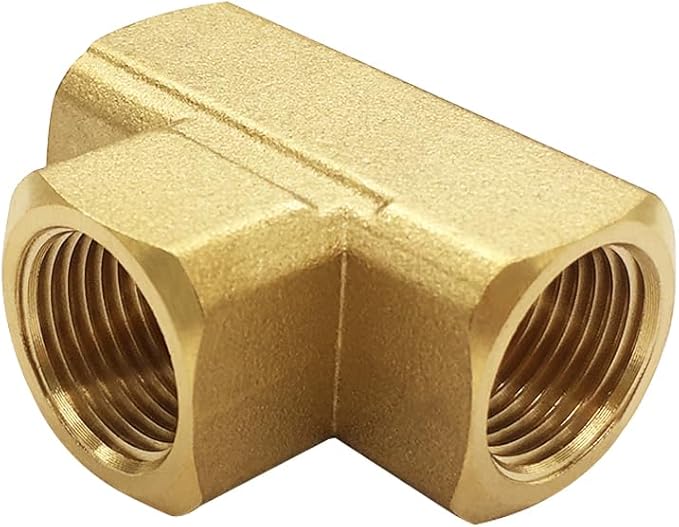 Hooshing Brass Tee Fittings 3/8" x 3/8" x 3/8" NPT Female Pipe Adapter for Fuel Oil Gas Plumbing