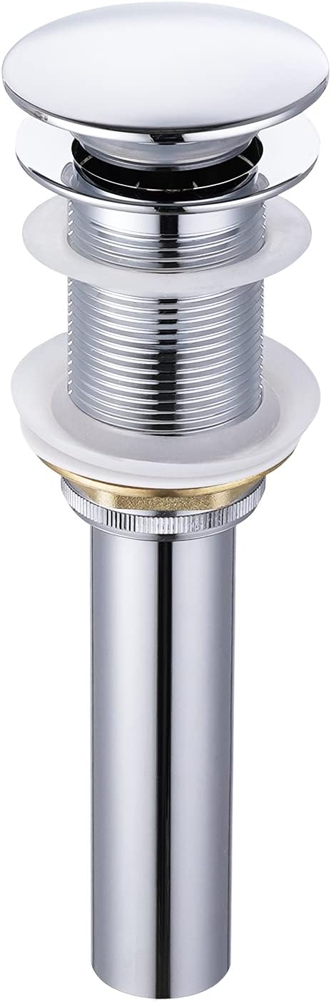 KES Bathroom Sink Drain Pop Up Drain Without Overflow Vessel Sink Vanity Stopper Polished Chrome, All Metal Rustproof Brass and 304 Stainless Steel, S2008D-CH