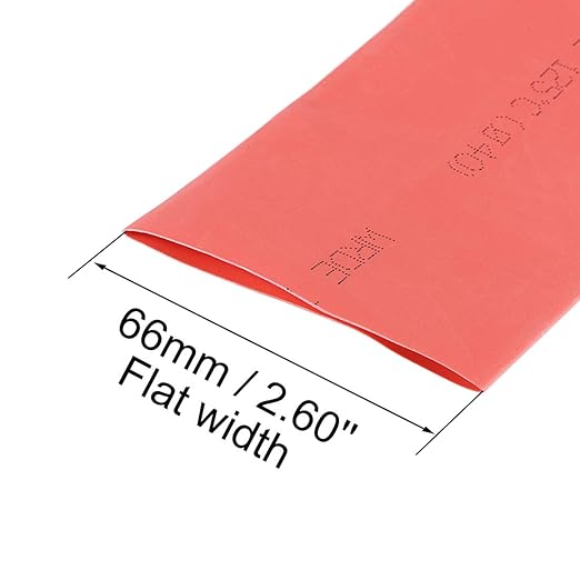 uxcell Heat Shrink Tubing, 40mm Dia 66mm Flat Width 2:1 Rate Shrinkable Tube Cable Sleeve 1m - Red