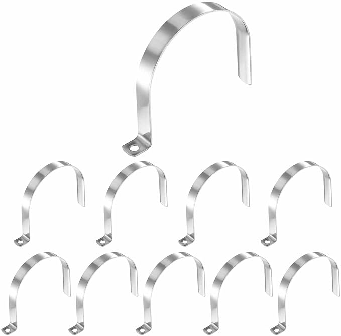 HARFINGTON 4-1/4 Inch Pipe Strap, 304 Stainless Steel Conduit Clip 10Pcs Single Hole Strap Clamp for Pipe Tube Cable Fixing (108mm, Silver)