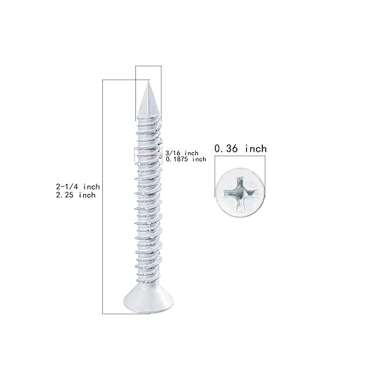 WenSilon(30 PCS) 3/16" x2-1/4 White Concrete Screw Anchor White Flat Head for Anchoring to Masonry, Block or Brick Stucco