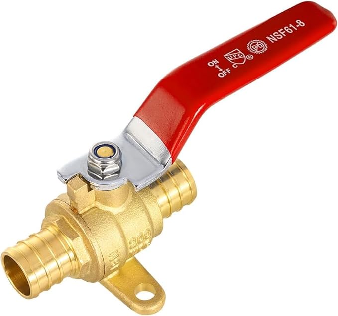 20-Pack EFIELD 3/4-inch Crimp Pex Full Port Shut-off Brass Ball Valve with Drop-ear, Red and Blue Levels, ASTM F1807,(VALVE217-20PCS)