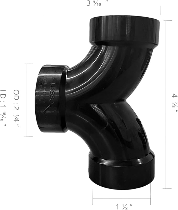 Lesso 1 1/2''Double Degree 90 ELBOW ABS pipe fittings Black- Vintage DIY Industrial Shelving, Industrial Decoration, Furniture DIY1.5 Inch