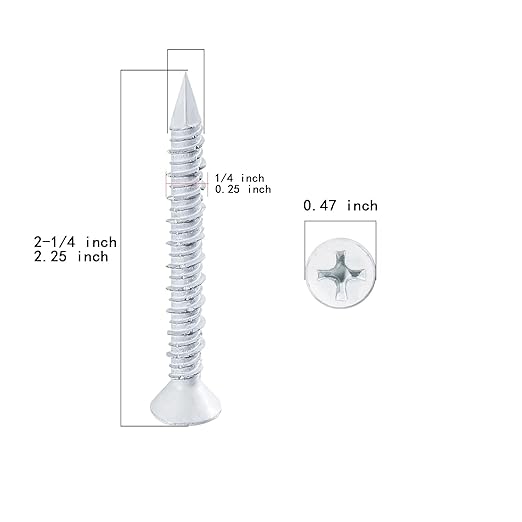WenSilon(100 PCS) 1/4" x2-1/4 White Concrete Screw Anchor White Flat Head for Anchoring to Masonry, Block or Brick Stucco