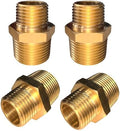 4pcs 3/4" NPT x 1/2" NPT Brass Nipple, 3/4 to 1/2 Adapter Fitting Reducing Solid Hex Nipple, Brass 3/4 Male to 1/2 Male Reducer Pipe Fittings for Extending and Connecting Pipes