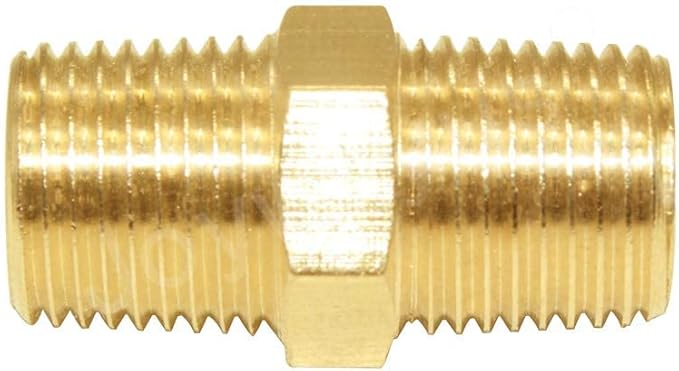 Joywayus Brass Pipe Fitting Hex Nipple Equal 5Pcs 1/4"NPT Male + 5Pcs 1/4"NPT Female Air Fuel Water (Pack of 10)