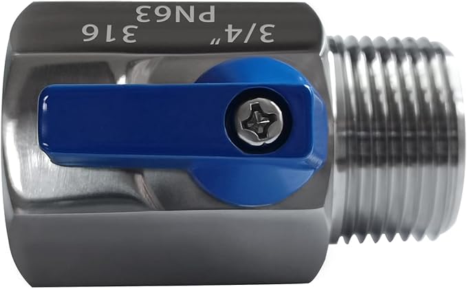 316 Stainless Steel Mini Ball Valve 3/4" NPT Female x Male Thread Shut Off Valve for Water,Oil and Gas(Pack of 2)