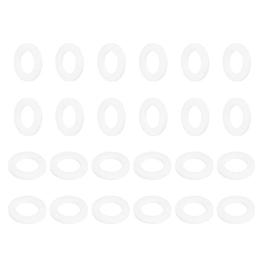 MECCANIXITY PTFE Flat Washers, 24Pack 20mm OD 12mm ID 2mm Thick Sealing Spacer Gasket Ring for Faucet Pipe Hose Bolt Machinery, White