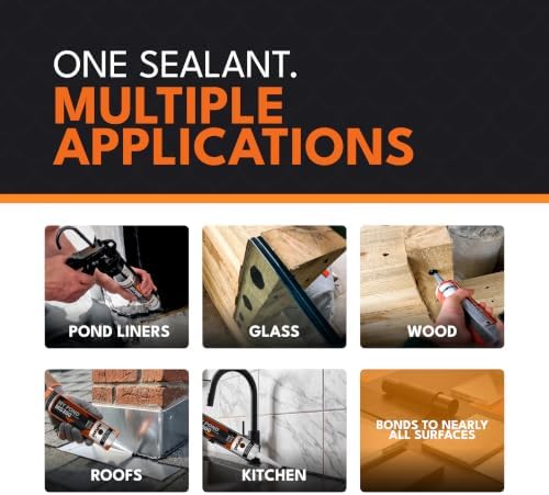 MS300 Marine Sealant, Window Sealer, Pond Sealer for Leaks Concrete Glass Metal, MS Polymer Adhesive 4x Stronger than Aquarium Silicone Caulking, Black Pond Liner Marine Adhesive Sealant, 300ml