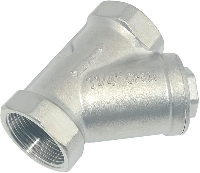 Strainer Mesh Filter Valve,800WOG Y-Spring NPT Female Check Valve,Stainless Steel SS316 CF8M (1-1/4")