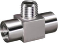 tee pipe fitting NPT 1/4 female x male x female thread 3 way t adapter stainless steel 304 pipe tee connectors for fuel system and air supply line, heavy duty 4350 psi