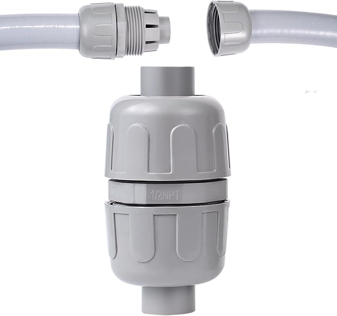 (1Pcs) NPT 1/2 inch Liquid-Tight Connector,PVC Flexible Conduit Double-Ended Connector,Straight 180 Degree,Two-Way Conduit Connector,Electrical Conduit Fittings