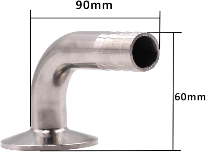 DERNORD Sanitary Hose Barb Pipe Fitting 1.5" Tri Clamp (50.5MM Ferrule) 90 Degree Elbow (Tube OD: 3/4"/19MM (1.5 Tri-clamp))