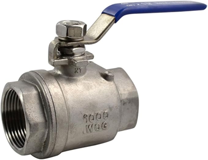316 Stainless Steel 1/8"~3" Full Port Ball Valve with Blue Vinyl Handle, NPT Female x Female Thread,1000 WOG (1-1/4")