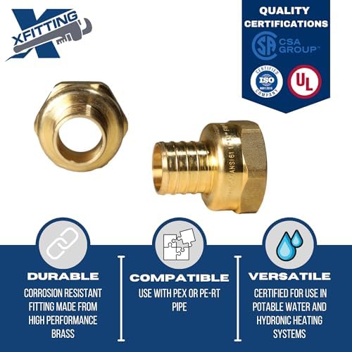 10 Pack XFITTING 1 inch Pex x 1 inch Female NPT Adapter, 1" Pex Female