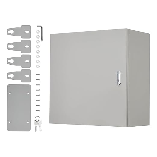 Outdoor Electrical Box, 16"x16"x8" NEMA 4X Steel Enclosure, IP67 Waterproof & Dustproof, Lockable Electrical Junction Box with Mounting Plate and 2 Keys, Indoor and Outdoor Use