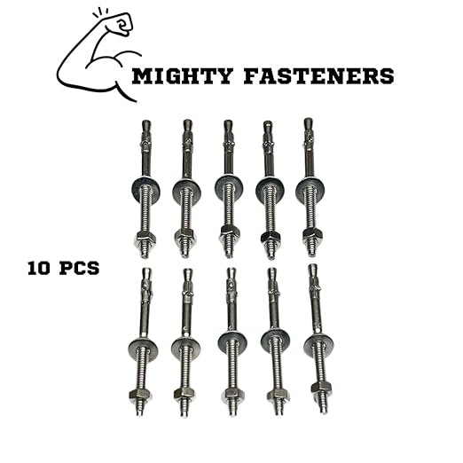 Wedge Anchors – Heavy-Duty 304 Stainless Steel Expansion Bolts for Concrete & Masonry, Rust-Resistant & Durable - 1/4" X 3-1/4" - 10 Pack