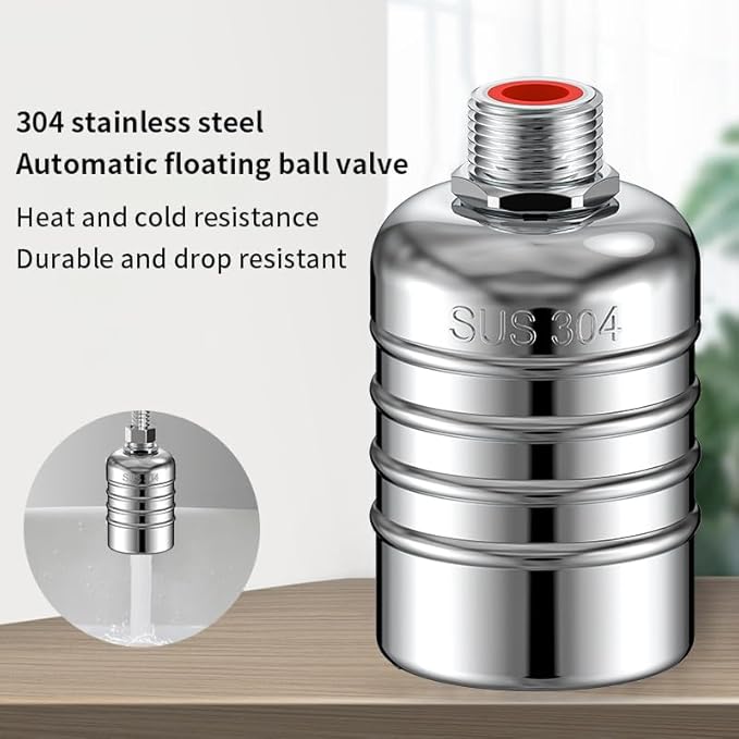 2PCS 304 Stainless Steel Float Valve,Water Tank Float Valve,1/2 to 3/4 Inch Automatic Water Level Control, No Pump Needed for Water Tanks,Livestock Troughs（Top/Side Entry）