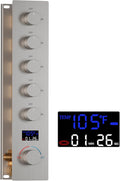 Solid Brass 5 Way Shower Diverter Valve with Temperature Display Shower Mixer Valve Bathroom Shower Diverter Replacement,Brushed Nickel
