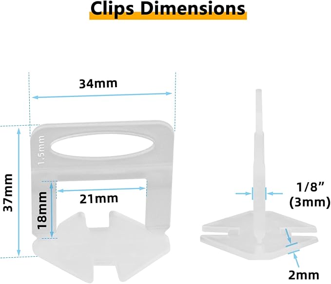 Tile Leveling System 1000-Piece Tile Leveling Spacer Clips and 300-Piece Reusable Wedges Tile Leveler Tool Set for Ceramic Tile and Stone Installation (1/8 Inch)