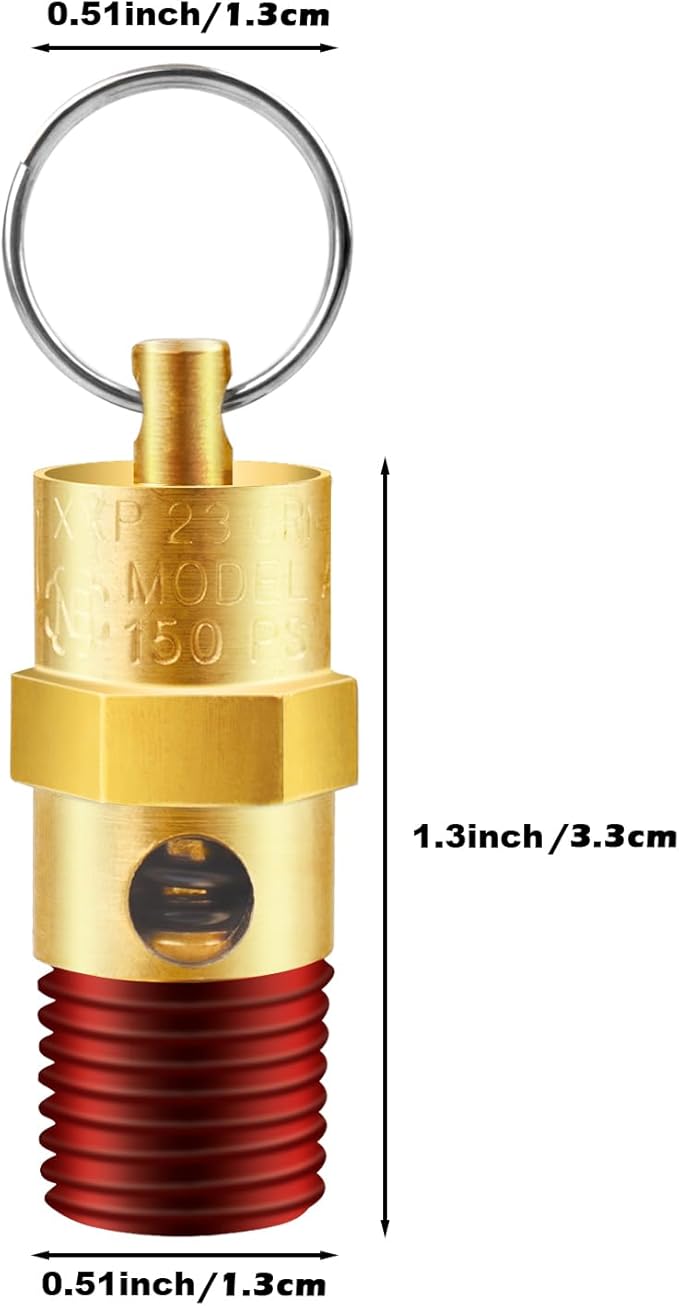 2 Pieces 1/4'' Male 150 PSI NPT Air Compressor Pressure Relief Valve Brass Safety Valve Air Compressor Check Valve