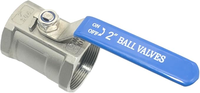 VARMHUS 2" Stainless Steel 304 Ball Valve 1Pc Type NPT Female Threaded with Heavy Duty Blue Vinyl Insulation Handle,CF8M Ristricted Flow,1000 WOG (2")