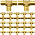 25 Pack 3/4" PEX Fittings, Brass Tee Fittings