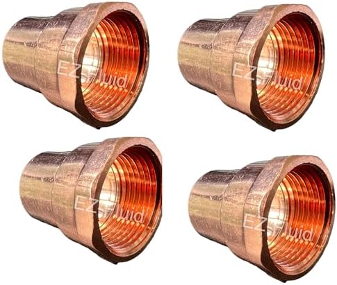 (4-Pk) EZ-FLUID 1" C X FIP LF Copper Female Adapter Pressure Copper Fittings,Sweat Solder Connection for Residential,Commercial Plumbing Pipe.