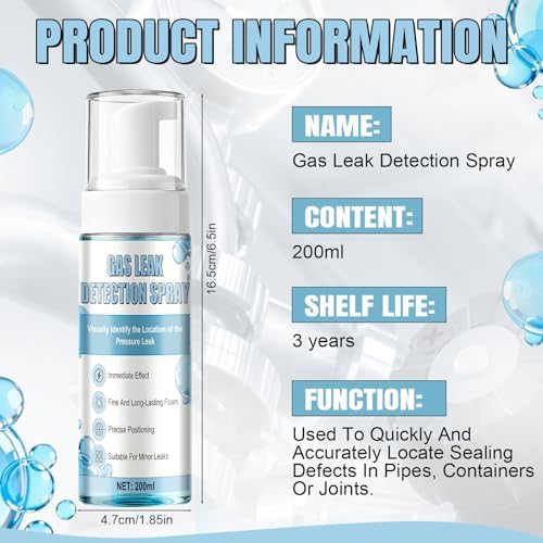 Gas Leak Detector Spray, Gas Leak Detector, Blue, 200ml