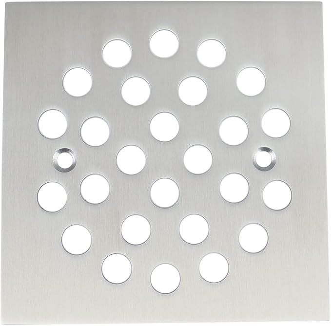 4-1/4 Inch Screw-in Square Floor Drain Cover Replacement Shower Grates with Screws (Brushed Nickel)