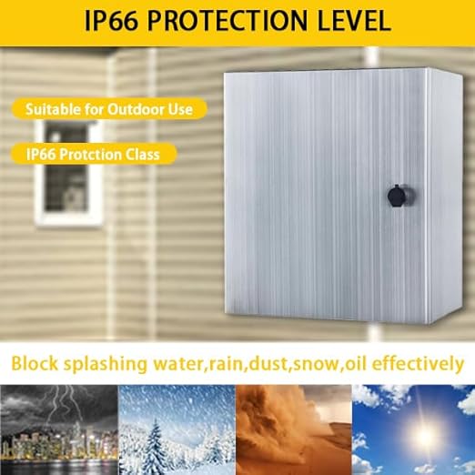 MJ-Box Steel Electrical Enclosure Box 12 x 12 x 8'' 304 Stainless Steel Electrical Enclosure IP66 Waterproof & Dustproof Outdoor/Indoor NEMA 4X Stainless Steel Enclosure