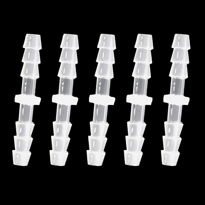 Plastic Hose Barb Fitting 3/16" x 3/16" Pipe Connectors Joint Splicer Mender Adapter Union for Aquarium Household Adapters Fuel Gas Liquid Air (Pack of 5)