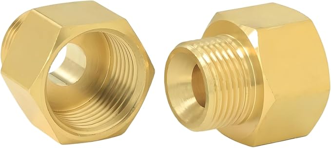 3/8" Female Thread × 9/16" Male Thread Extension Adapter, British-to-US Standard Brass Adapter Fitting. For angle valves, kitchen faucets, RV water pipe joints, radiator valves. 2PCS