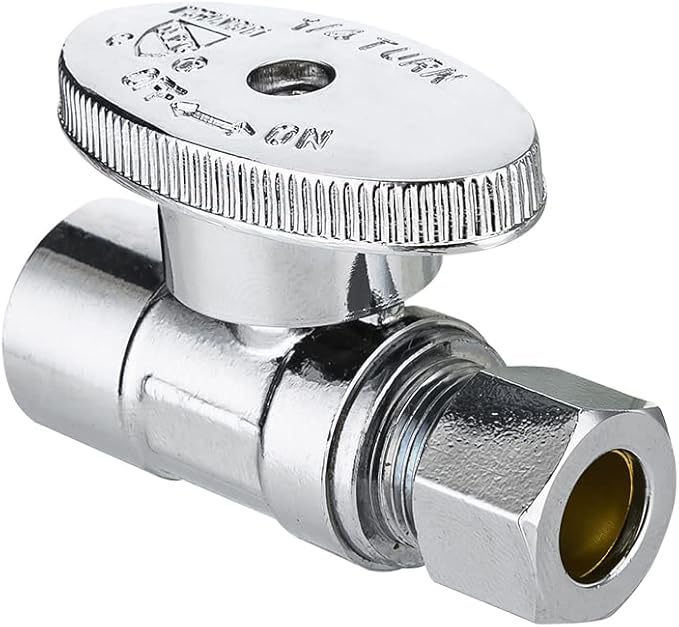 (Pack of 10) EFIELD Sweat 1/2" x 3/8" Compression Chrome 1/4-Turn Straight Stop Water Shut-off Ball Valve,(VALVE093)