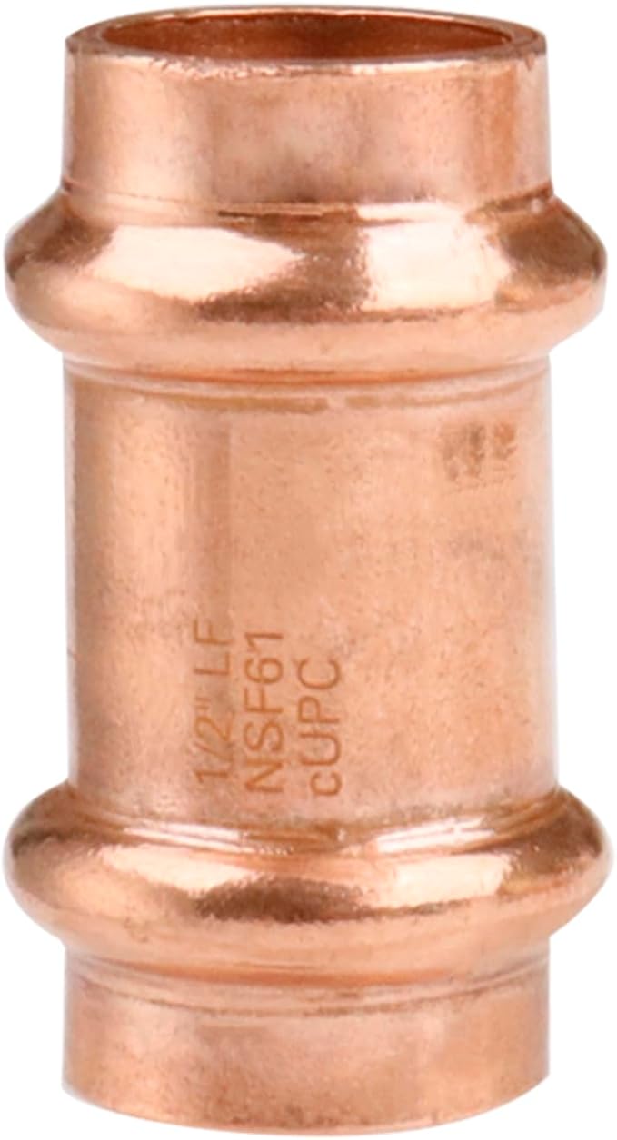 WHK 12 Packs Copper Pro Press 1/2" Press Propress x 1/2" Copper coupling Adater Fittings Connect Cooper Pipe (Lead-Free,No Stop)