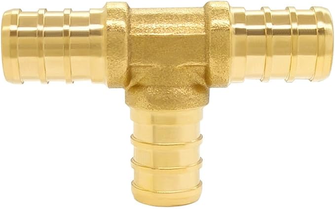 Hooshing 5PCS 1/2 Inch PEX Tee Fitting Soild Brass Barb Crimp Fittings For PEX Pipe Hose