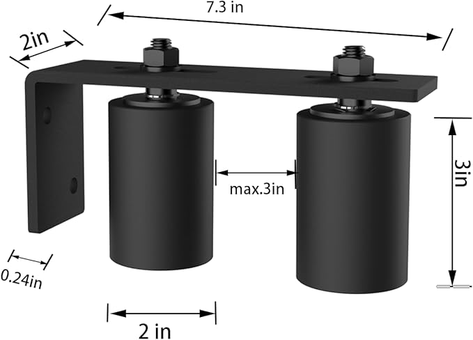 3" Gate Roller Guide with L-Bracket, Universal Adjustable Gate Guide Roller,Sliding Gate Rollers,Heavy Duty Sliding Gate Kit for Door Hardware and Sliding Gates(2Pack-Black)