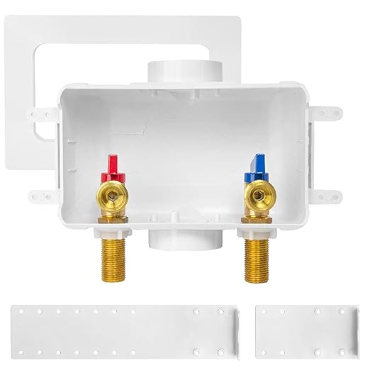 HeSun Washing Machine (Laundry) Outlet Box, 1/2 Inch MIP(Sweat) Inlet x 3/4 Inch MHT Outlet, Pex Washer Box with Center Double Drain, Regular