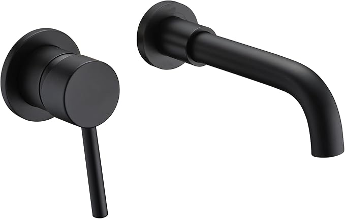 sumerain Black Bathroom Faucet Wall Mount Lavatory Faucet, Left-Handed Single Handle