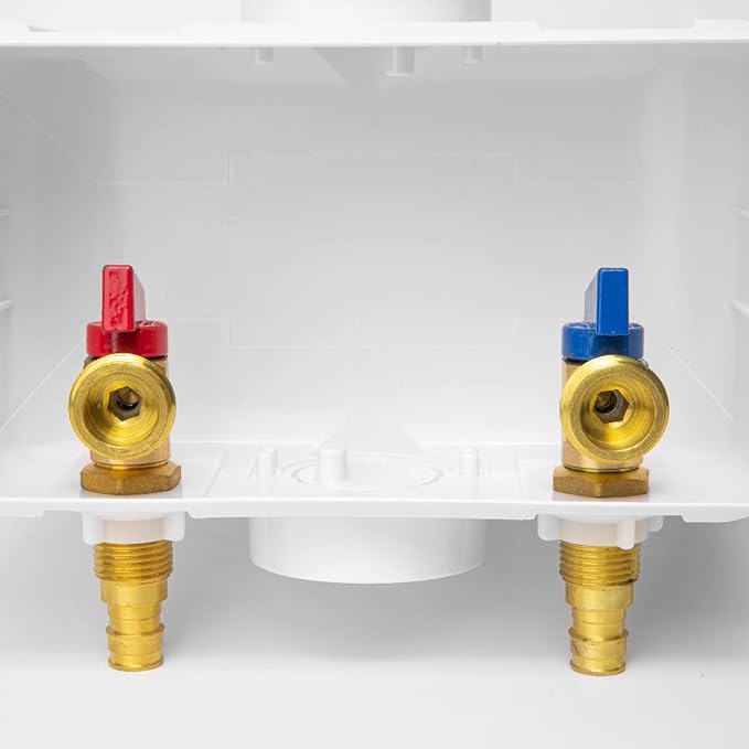 EFIELD Premium Washing Machine Outlet Box, 1/2" Pex-A F1960 Expansion Fittings x 3/4" MHT Connection, Center Drain With1/4 Turn Brass Valves Installed,(WM023)