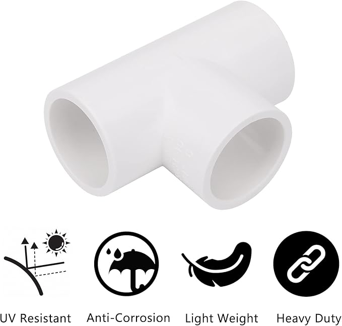20 Pack 3/4in Tee 3 Way PVC Pipe Fittings Connector, Furniture Build Grade SCH40 Elbow Fitting for DIY Garden Shelf (Socket x Socket Socket) Contractor