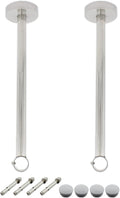 2 Pack Ceiling Mount Bracket, Stainless Steel Wardrobe Pipe Bracket Rod Holder Ceiling Holder, ULIFESTAR Shower Curtain Closet Wardrobe Rod Lever Support Holder Pipe Flange Socket (D*H)26*400mm/1*16''