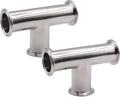 DERNORD 2 Pack Clamp Tee 3 Way Stainless Steel 304 Sanitary Fitting Fits 2" Tri-clamp, 51mm Pipe OD