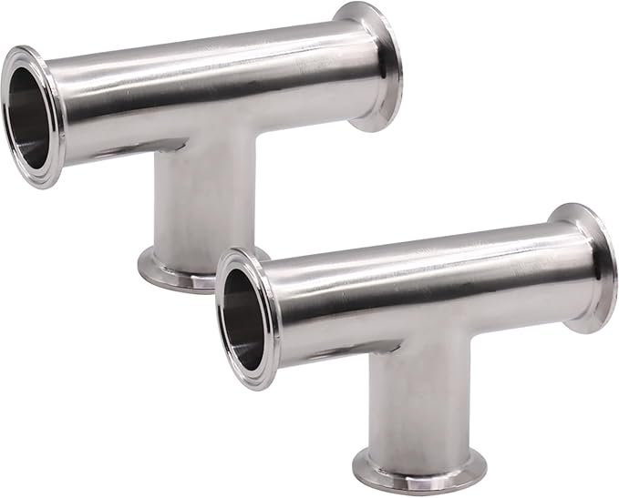 DERNORD 2 Pack Clamp Tee 3 Way Stainless Steel 304 Sanitary Fitting Fits 2" Tri-clamp, 51mm Pipe OD