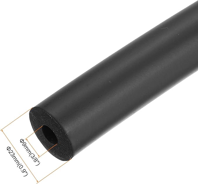 uxcell Foam Tubing for Handle Grip Support, Pipe Insulation Outside Pipe Lagging, 9mm(3/8") ID 23mm OD 1m Black