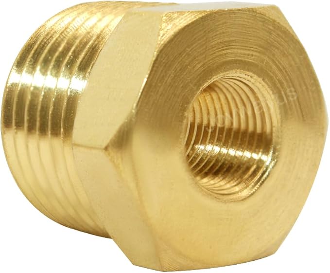 Joywayus Brass Reducing Hex Bushing 1/2" NPT Male to 1/8" NPT Female Pipe Fitting Reducer Adapter(Pack of 2)