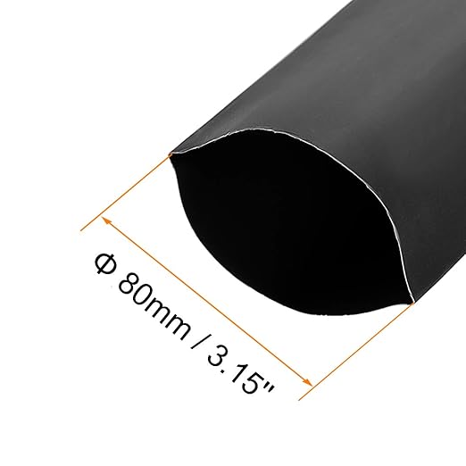 uxcell Heat Shrink Tubing, 80mm Dia 128mm Flat Width 2:1 Rate Shrinkable Tube Cable Sleeve 1m - Black