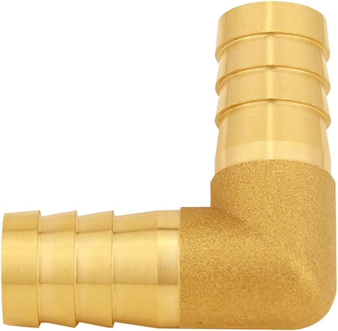 2PCS Solid Brass 5/8"OD Barb Elbow Fittings 2-Way 90 Degree L Right Angle Barbed Fitting for Water/Oil/Gas