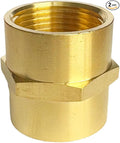 1" Female Threaded Hex Nipple Brass Coupling NPT Pipe Fitting Pipe Adapter Straight Connectors for Air, Gas, Oil, Fuel, Propane Pack of 2
