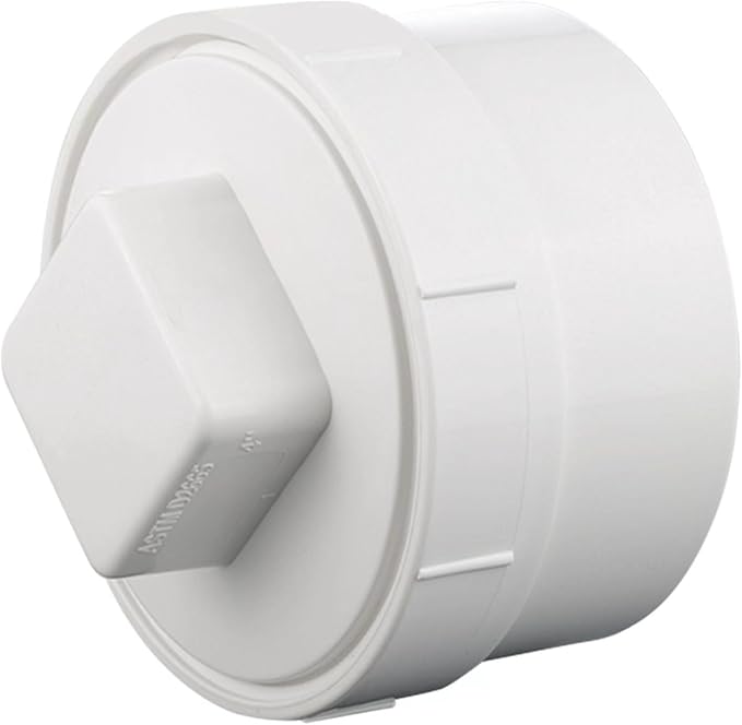 6 Inch PVC DWV Female Sewer Cleanout Cap Adapter with Plug Fitting,for ASTM D2665 PVC Drainage Piping System White (6 Inch)
